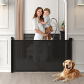 Aomloge retractable gate at stair opening with auto-lock for enhanced safety