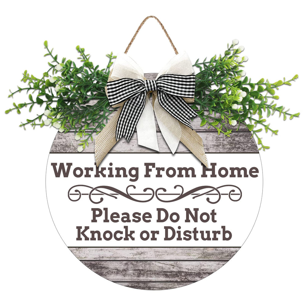 Aowotu round wooden door hanger with clear privacy cue for home office use and style.