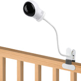 AOZTSUN clip clamp mount on crib rail securing Eufy Spaceview with adjustable grip.