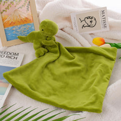 Apricot Lamb dinosaur security blanket closeup, plush texture for soothing babies