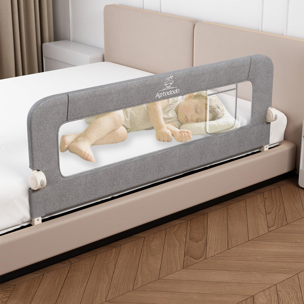 Aptododo bed rail with a sturdy U-shape base supports safe toddler sleep