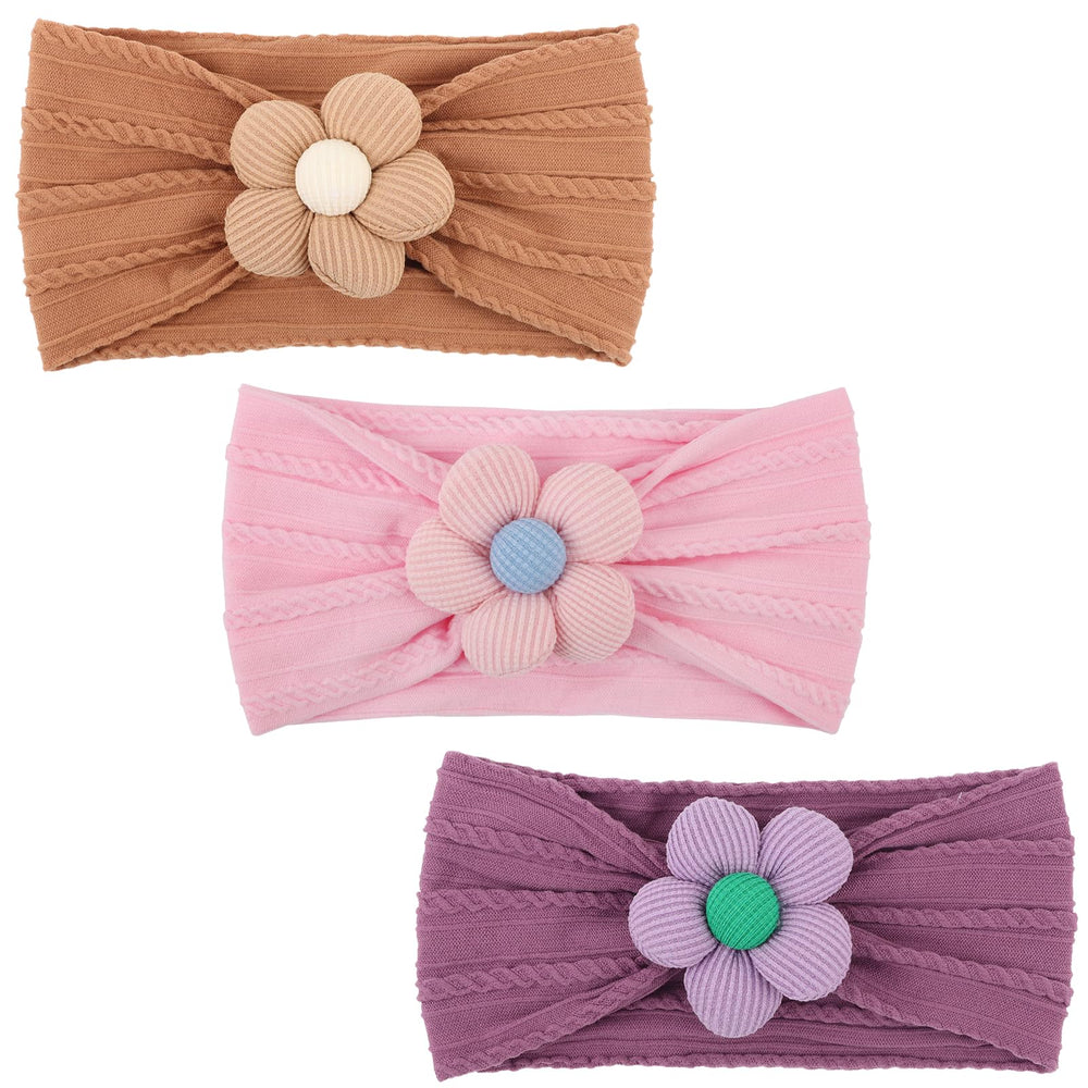 AQOKKA baby flower headband pink front view for adorable outfits and photoshoots