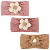 AQOKKA baby flower headband pink; soft nylon-spandex for comfy daily wear and photos.