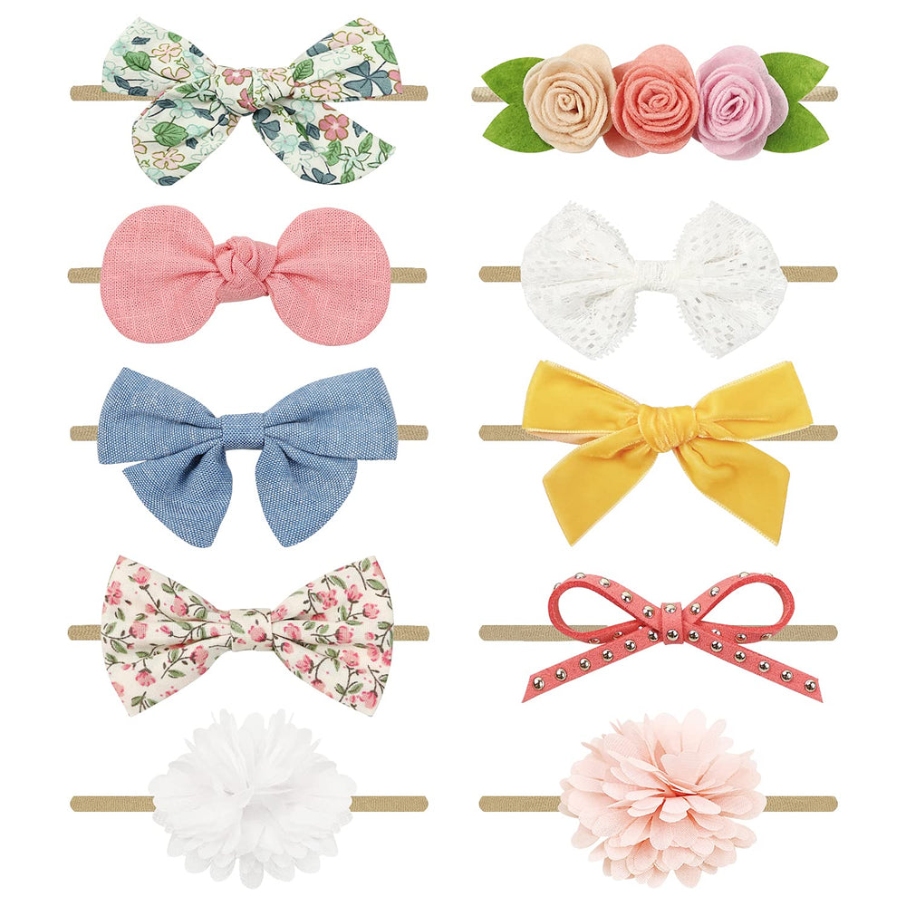 AQOKKA baby headband with mini rose flower crown for newborn photography.