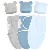AQOKKA baby swaddle with bear ear hat offers soft cotton comfort to soothe newborns