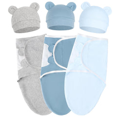 AQOKKA baby swaddle with bear ear hat offers soft cotton comfort to soothe newborns