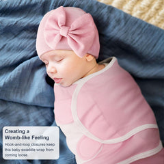AQOKKA swaddle wrap steps image illustrating four-step secure wrap