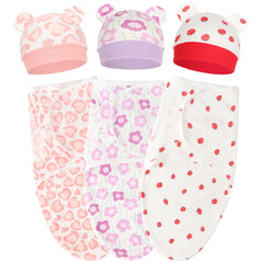 AQOKKA bear-ear hat swaddle close-up shows soft cotton for cozy sleep.