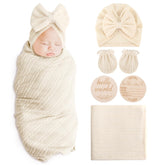 AQOKKA newborn blanket with wheat ear design, soft and breathable for cozy swaddling.
