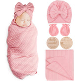 AQOKKA newborn receiving blanket with wheat-pattern design for gentle swaddling and comfort.