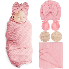 AQOKKA newborn receiving blanket with wheat-pattern design for gentle swaddling and comfort.