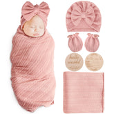 AQOKKA newborn swaddle blanket with wheat-ear design for soft, breathable comfort.
