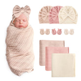 AQOKKA newborn swaddle in wheat pattern, soft and breathable for comfortable wrapping.