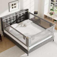 AquaVogue full-size bed rail guard in grey with 27-inch height and adjustable base for secure fitting