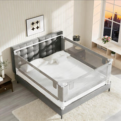 AquaVogue queen bed rails assembly provides secure toddler sleep on a queen mattress