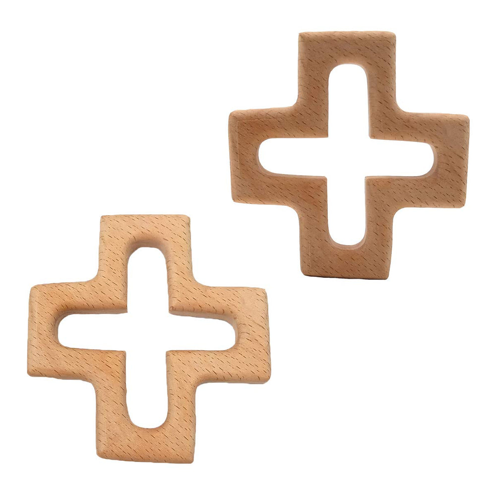 Arakierst beech cross animal toy pendant in natural color for safe teething and DIY crafts.