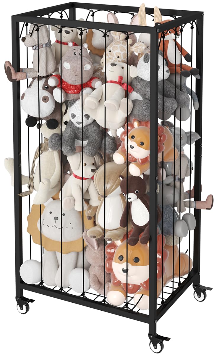 Ardier stuffed animal storage cart front view with large capacity for plush toys.