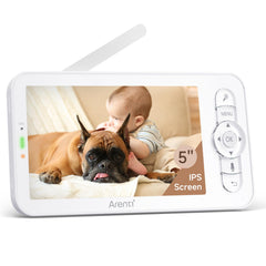 ARENTI 2025 upgraded 5-inch baby monitor front view aids easy room-to-room viewing.