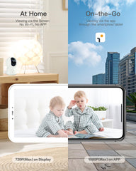 ARENTI video baby monitor 5-inch LCD screen delivers clear visuals day and night.