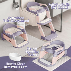 Argenens potty seat with step stool and anti-slip steps for stability.