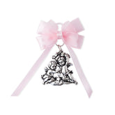 ARGENTARIA Angel Star pink crib medal with hanging loop for nursery decor
