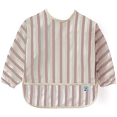 ARI MES long sleeves waterproof bib with pink stripes for mess-free feeding
