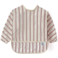 ARI MES long sleeves waterproof bib with pink stripes for mess-free feeding