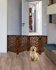 ARJORA wooden pet gate placed in hallway for safe pet passage