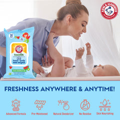 Close-up texture of Arm & Hammer Under Watermelon Kiwi Baby Wipes for gentle cleansing