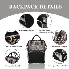 Armbq leopard print diaper bag reinforced shoulder straps offer comfortable carrying.