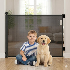 ARSHNAYAS retractable gate closed view, highlighting space-saving design.