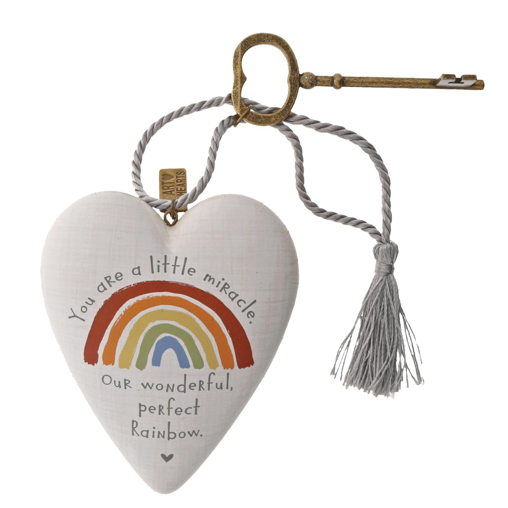 ART HEARTS Rainbow Baby Rainbow 4-inch sign with an uplifting message for family moments.