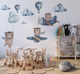 Art In Colors bear-airplanes wall stickers brighten kids' room for imaginative play.