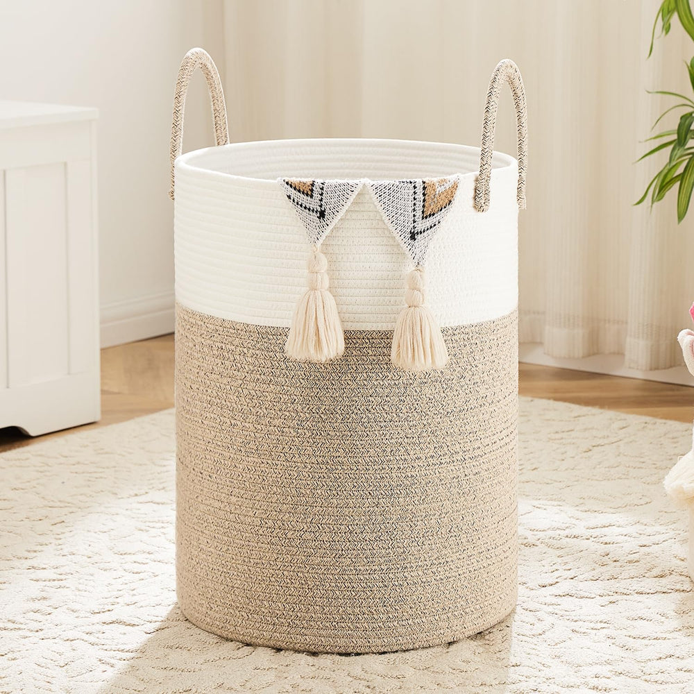 Artfeel laundry basket woven cotton rope for stylish storage and air circulation.