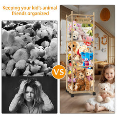 artgeeker Woodure stuffed animal organizer with wheels; portable storage for every room