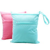 Asenappy wet/dry bag with double zipper pockets keeps wet and dry items separate.