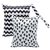 Asenappy wet-dry bag with two zippered pockets for separating wet and dry items.
