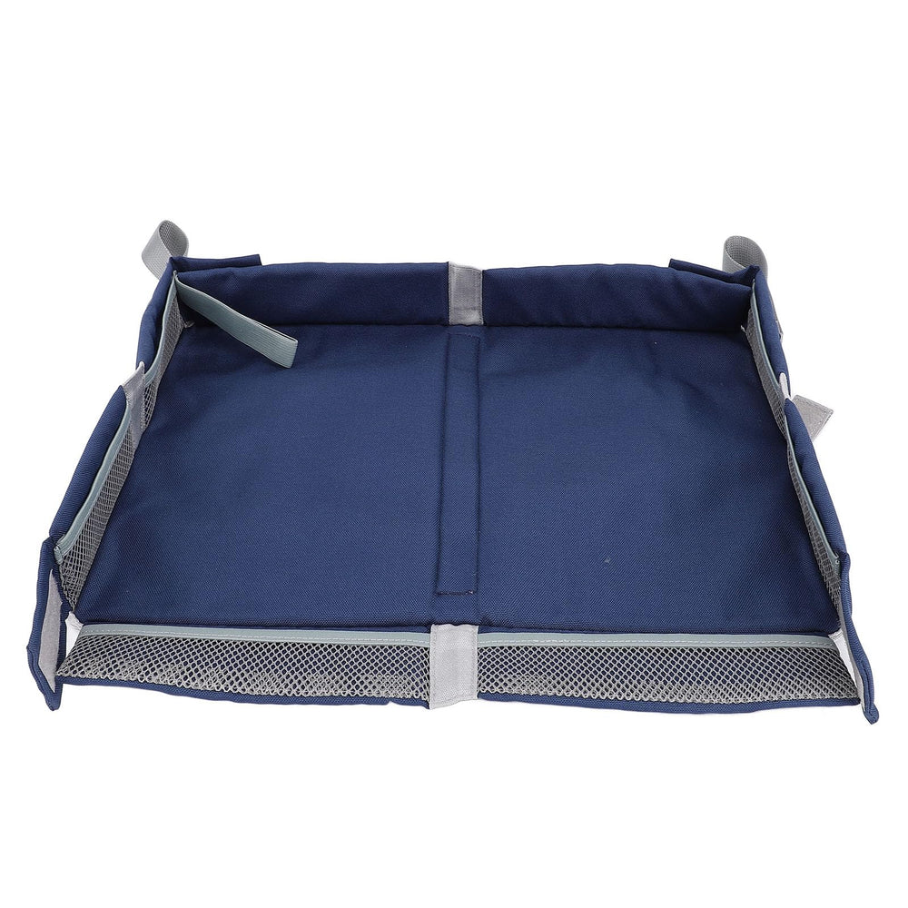 Asixxsix foldable airplane tray cover with pockets on plane keeps toys organized during travel.