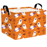 ASKETAM Halloween basket with a ghost and bat pattern, ideal for candy collection during trick-or-treat.