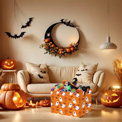 ASKETAM waterproof-lined Halloween basket, durable for repeated seasonal use.