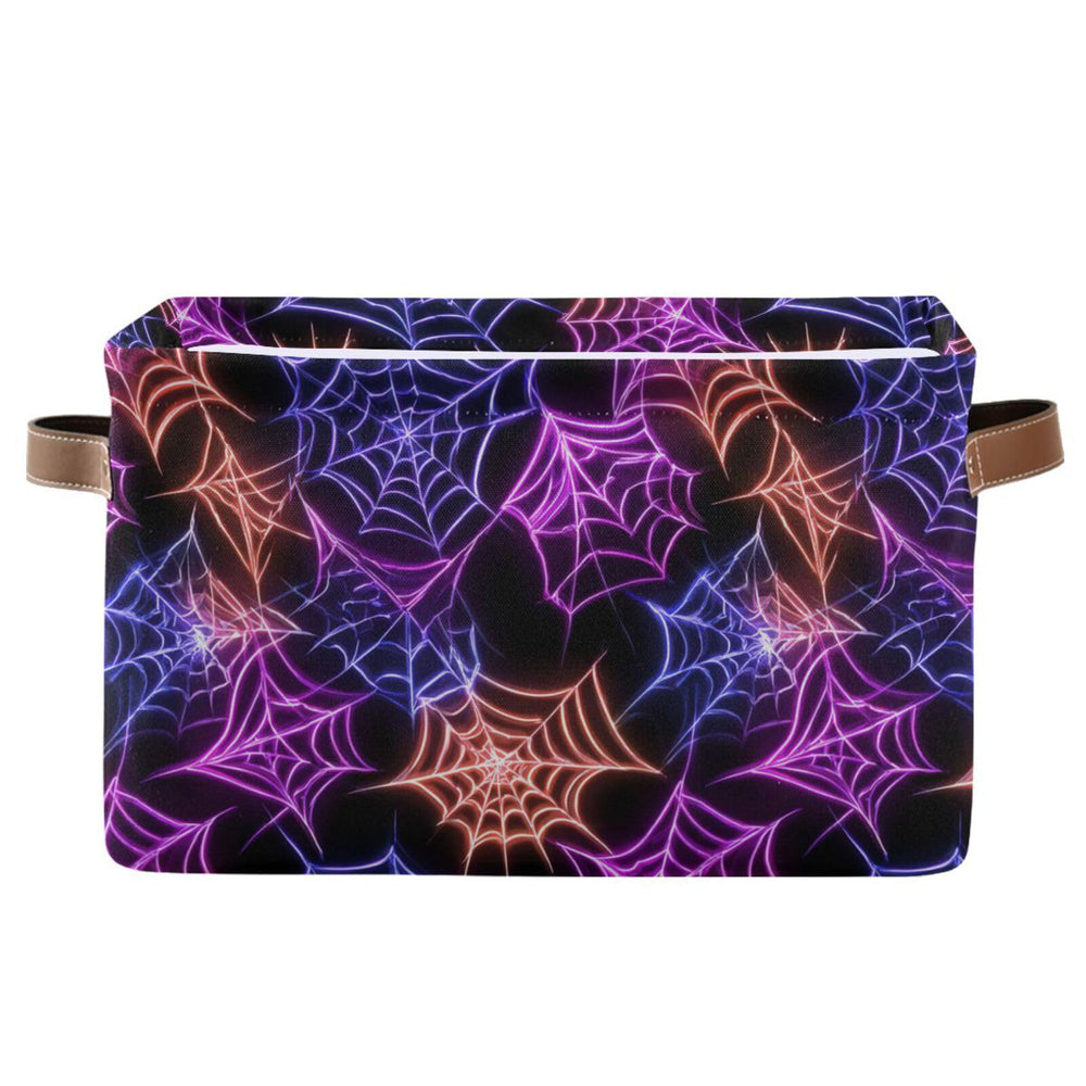 Aslsiy spider web Halloween storage basket in black for versatile home organization.