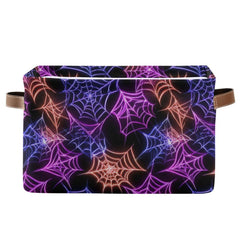 Aslsiy spider web Halloween storage basket in black for versatile home organization.