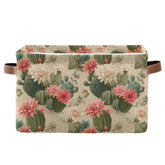 Aslsiy storage basket cactus print front view showing large capacity for nursery storage.