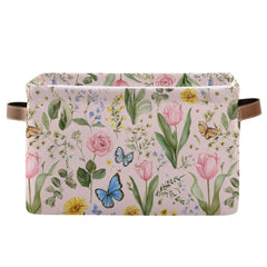 Aslsiy storage basket with cute floral print, ideal for nursery organization.
