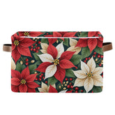 Aslsiy storage basket with red poinsettias pattern for stylish nursery organization
