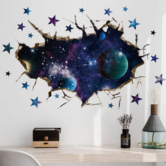 ASMPIO 3D Space Galaxy wall decal sheet adds a vivid cosmic vibe to your bedroom