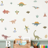 Astrkiz dinosaur wall decal set enhances a playful, kid-friendly room atmosphere