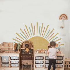 Astrkiz large boho half sun wall decal ideal focal point for a nursery.