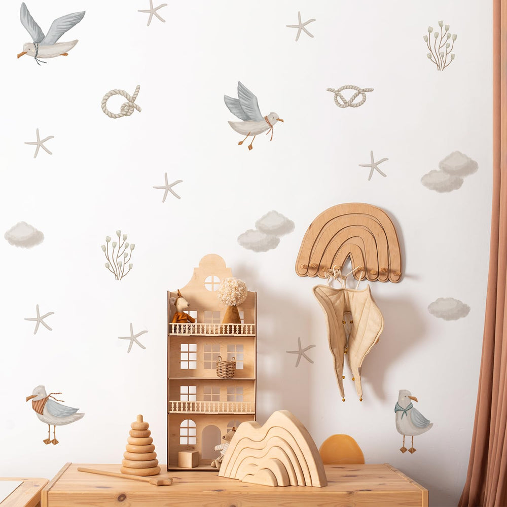 astrkiz seagull wall decal brightens kids' room with whimsy ocean scene