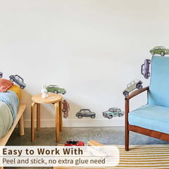 astrkiz peel-and-stick cars wall decor is easy to apply.